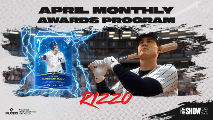 "Say hello to your April Monthly Awards Lightning Player – Anthony Rizzo."