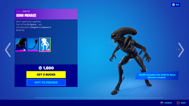 The Xenomorph Outfit and built-in "Xeno Menace" Emote