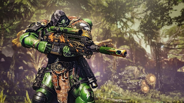 Warhammer 40,000: Space Marine 2 screenshot of a Space Marine sniper.