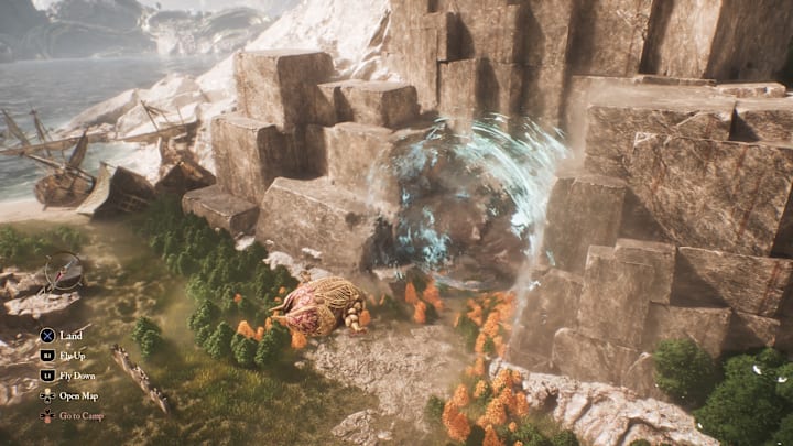 Approaching an overworld portal that glows blue.