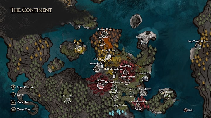 Map showing the location of Dark Gestral Arena in Expedition 33.