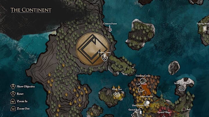 Map showing the location of Endless Tower in Expedition 33.