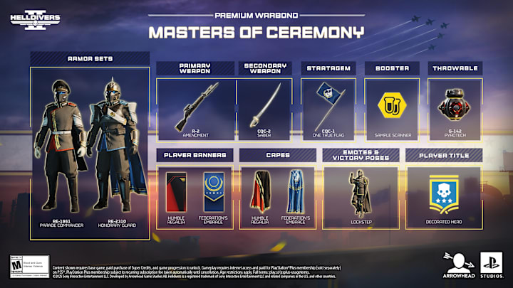 Helldivers 2 Masters of Ceremony content overview.