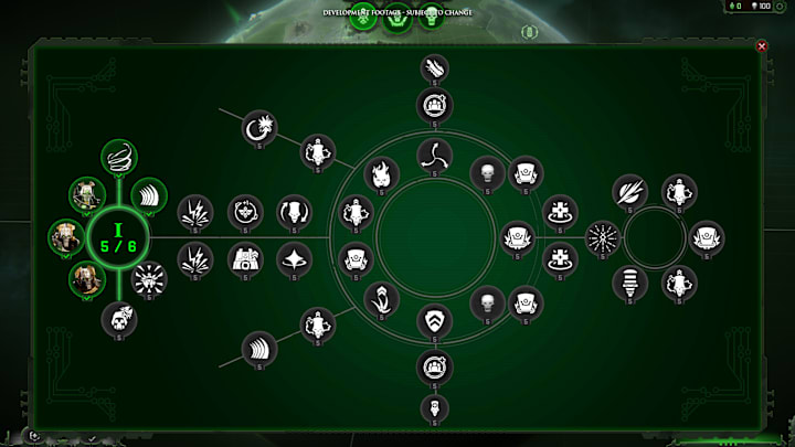Warhammer 40,000: Mechanicus 2 Necron tech tree screenshot.