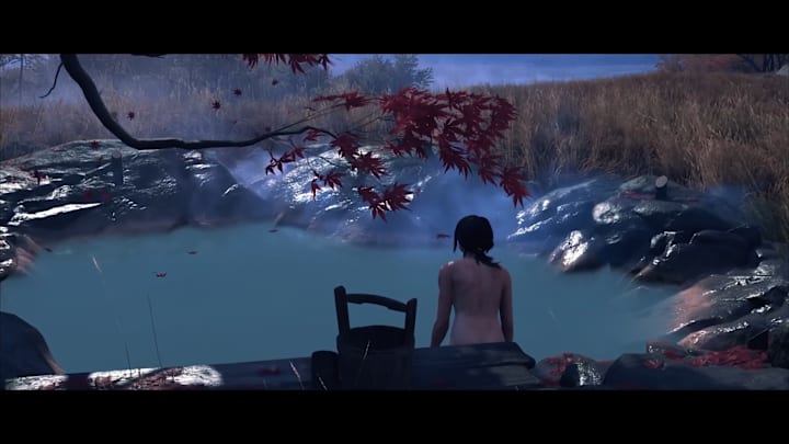 Ghost of Yotei, Atsu enters a Hot Spring
