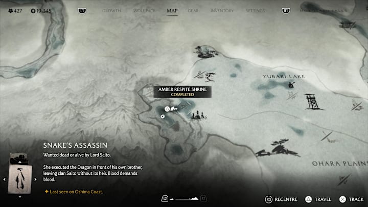Amber Respite Shrine map location screenshot.