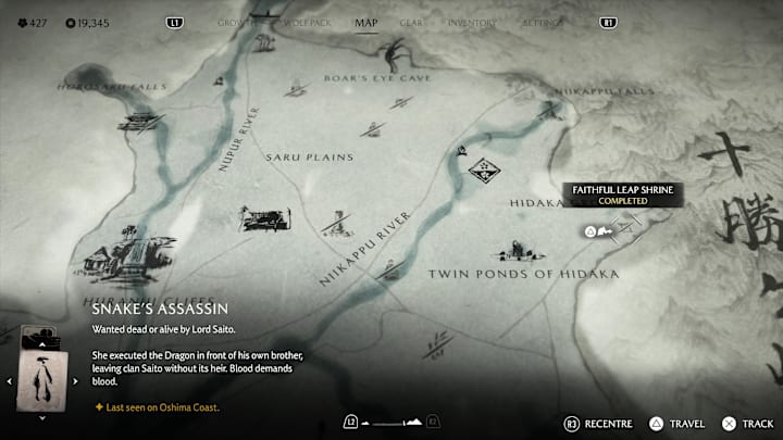 Faithful Leap Shrine map location screenshot.
