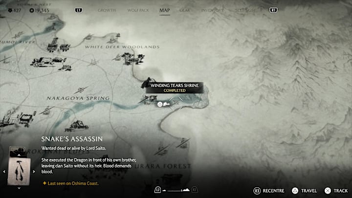 Winding Tears Shrine map location screenshot.