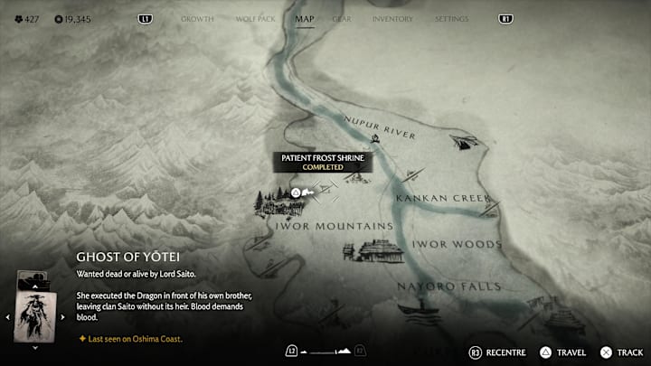 Patient Frost Shrine map location screenshot.
