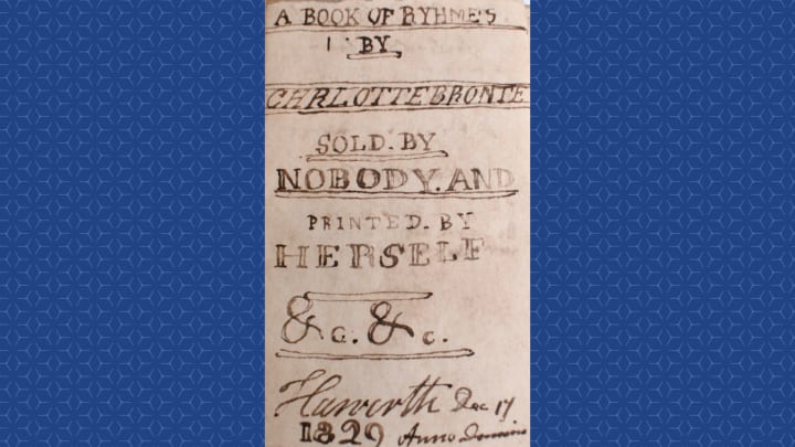 A tiny book by Charlotte Brontë is pictured
