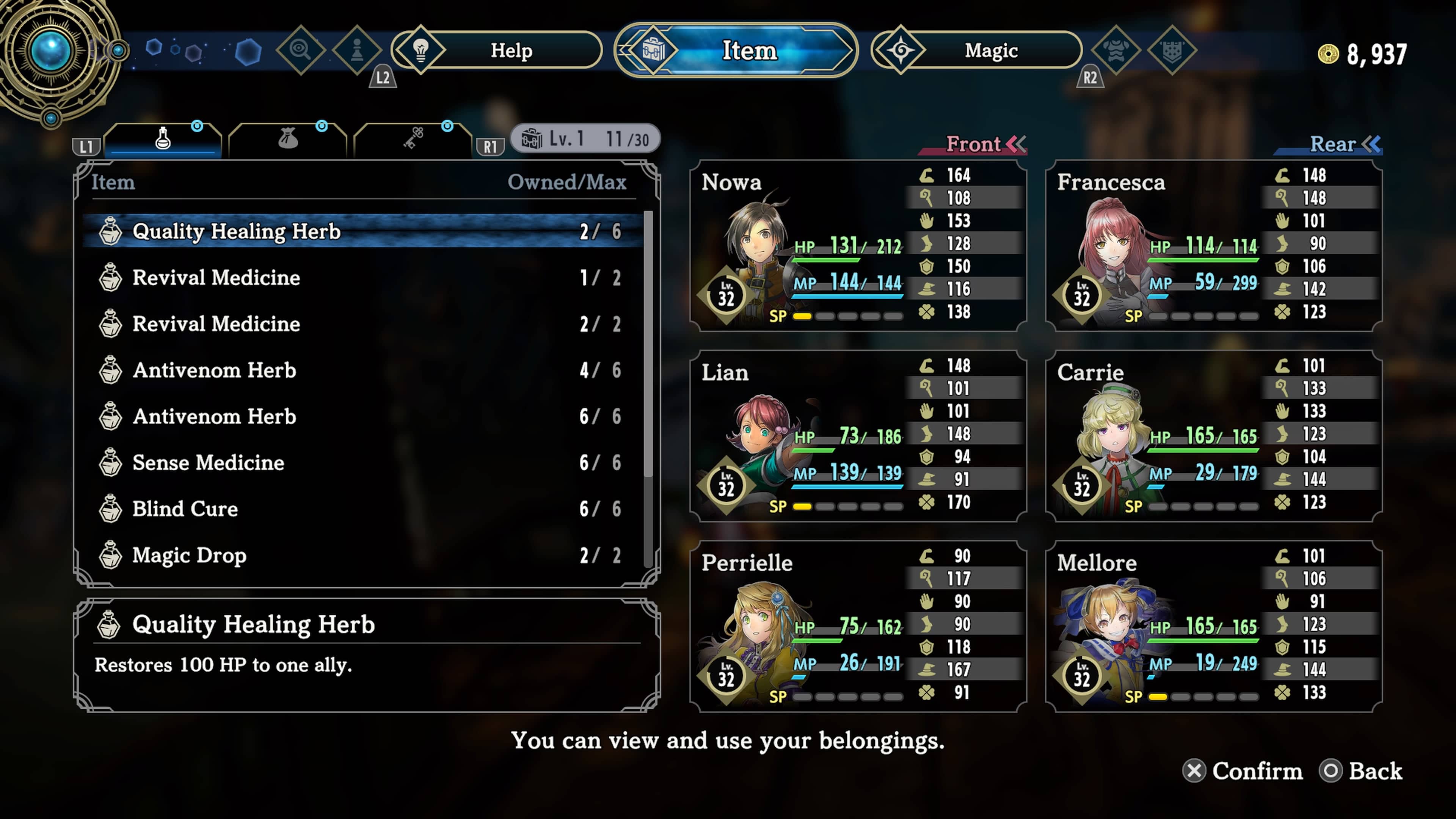 Eiyuden Chronicle_ Hundred Heroes Inventory