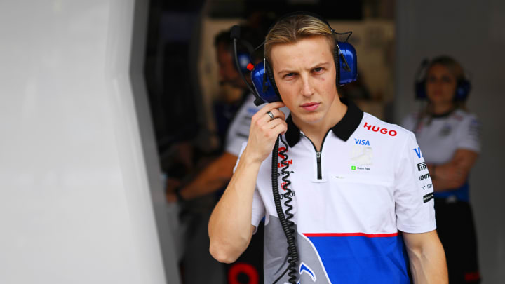 Liam Lawson of New Zealand and Visa Cash App RB looks on in the garage during qualifying ahead of the F1 Grand Prix of Hungary at Hungaroring on July 20, 2024 in Budapest, Hungary. (Photo by Rudy Carezzevoli/Getty Images)