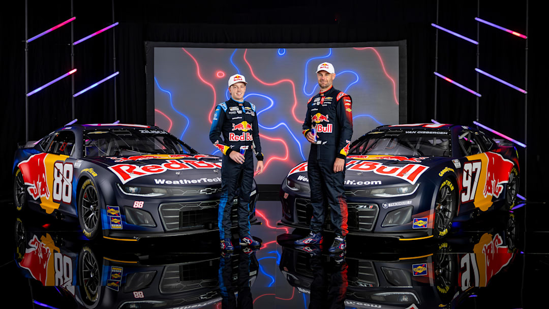 Connor Zilisch (No. 88) and Shane van Gisbergen (No. 97) will share the Red Bull colors for a total of 25 races during the 2026 NASCAR Cup Series season.
