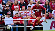 Arkansas freshman Natalie Wagner chases down a loose ball in a soccer match against Duke.