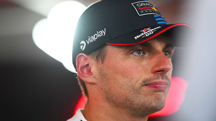 Max Verstappen of the Netherlands and Oracle Red Bull Racing talks to the media during qualifying ahead of the F1 Grand Prix of Italy at Autodromo Nazionale Monza on August 31, 2024 in Monza, Italy.