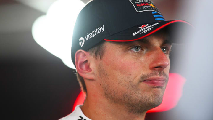 Max Verstappen of the Netherlands and Oracle Red Bull Racing talks to the media during qualifying ahead of the F1 Grand Prix of Italy at Autodromo Nazionale Monza on August 31, 2024 in Monza, Italy.