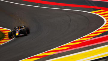 Max Verstappen of the Netherlands driving the (1) Oracle Red Bull Racing RB19 on track during the F1 Grand Prix of Belgium at Circuit de Spa-Francorchamps on July 30, 2023 in Spa, Belgium. 