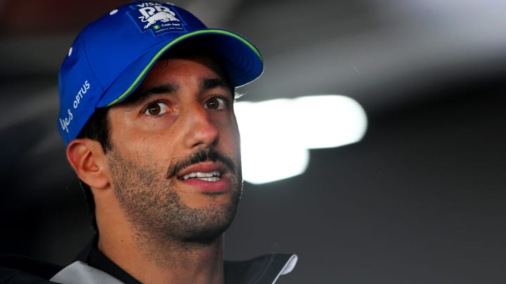 5th placed qualifier Daniel Ricciardo of Australia and Visa Cash App RB speaks to the media after qualifying ahead of the F1 Grand Prix of Canada at Circuit Gilles Villeneuve on June 08, 2024 in Montreal, Quebec. 