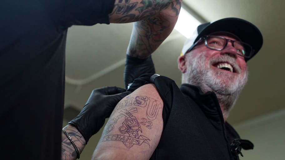 Jerry Kill got a tattoo symbolizing NMSU after its 2022 bowl win.
