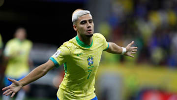 Andreas Pereira celebrates his goal against Peru 