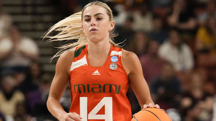 Miami Hurricanes guard Haley Cavinder (14) during the second half against the LSU Lady Tigers.