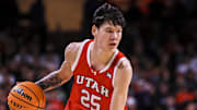 Utah Utes guard Mike Sharavjamts. 