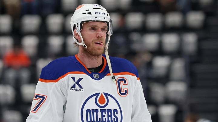 Mar 24, 2026; Salt Lake City, Utah, USA; Edmonton Oilers center Connor McDavid (97) warms up before a game against the Utah Mammoth at Delta Center. Mandatory Credit: Rob Gray-Imagn Images