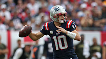 New England Patriots quarterback Drake Maye