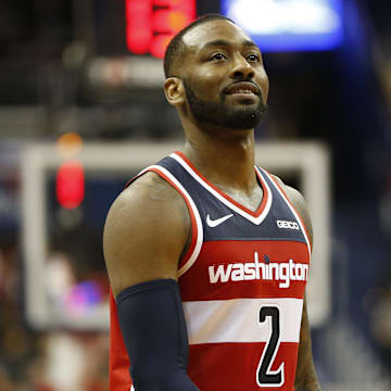 Dec 1, 2018; Washington, DC, USA; Washington Wizards guard John Wall (2) looks on after the Wizards' score against the Brooklyn Nets during the second half at Capital One Arena. Mandatory Credit: Amber Searls-Imagn Images