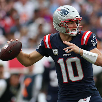 New England Patriots quarterback Drake Maye is a leading candidate in the NFL MVP odds.