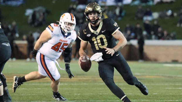 Sam Hartman throws a pass for Wake Forest in 2022