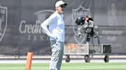 Jun 10, 2025; Henderson, NV, USA; Las Vegas Raider head coach Pete Carroll looks on during Las Vegas Raiders Minicamp at Intermountain Health Performance Center. Mandatory Credit: Candice Ward-Imagn Images