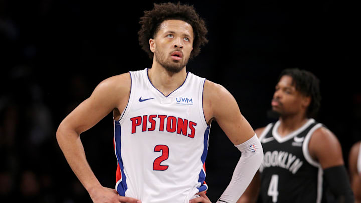 Dec 23, 2023; Brooklyn, New York, USA; Detroit Pistons guard Cade Cunningham (2): Brad Penner-Imagn Images