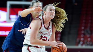 Oklahoma guard Payton Verhulst (12) looks to pass in the first quarter during an NCAA Women’s basketball game between the Oklahoma Sooners and the Belmont Bruins at Lloyd Noble Center in Norman, Okla., on Nov. 3.