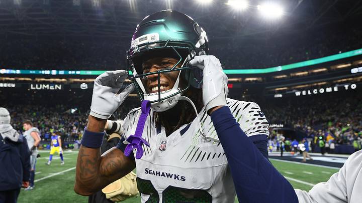 Dec 18, 2025; Seattle, Washington, USA; Seattle Seahawks wide receiver Rashid Shaheed (22) celebrates after defeating the Los Angeles Rams in overtime at Lumen Field. Mandatory Credit: Kevin Ng-Imagn Images