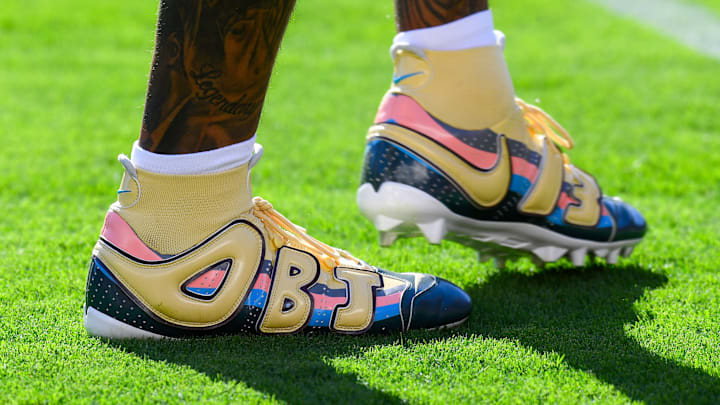 NFL wide receiver Odell Beckham Jr. said he "invented the cleat game" with his custom footwear. NFL wide receiver Odell Beckham Jr. said he "invented the cleat game" with his custom footwear.