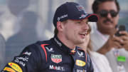 May 5, 2024; Miami Gardens, Florida, USA; Red Bull Racing driver Max Verstappen (1) reacts after finishing second in the Miami Grand Prix at Miami International Autodrome. Mandatory Credit: Peter Casey-USA TODAY Sports