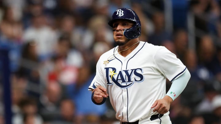 Tampa Bay Rays third baseman Isaac Paredes (17) scores a run against the New York Yankees in the third inning  at Tropicana Field on July 11.