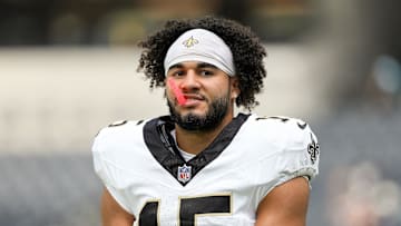 Aug 10, 2025; Inglewood, California, USA; New Orleans Saints wide receiver Mason Tipton 