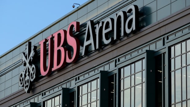 Nov 20, 2021; Elmont, New York, USA; General view of the exterior of UBS Arena before the New York Islanders play the Calgary Flames in the first ever hockey game at UBS Arena. Mandatory Credit: Brad Penner-USA TODAY Sports