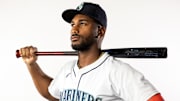 Seattle Mariners outfielder Lazaro Montes poses for a portrait during media day Feb. 20 at Peoria Sports Complex.