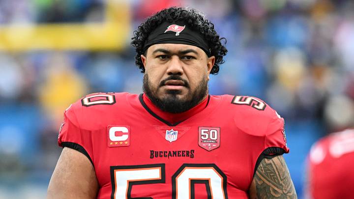 Nov 16, 2025; Orchard Park, New York, USA;  Tampa Bay Buccaneers defensive tackle Vita Vea (50) Mandatory Credit: Mark Konezny-Imagn Images