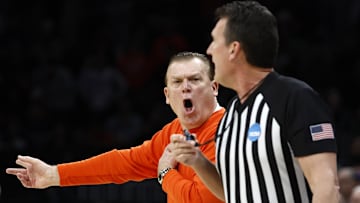 Mar 30, 2024; Boston, MA, USA; Illinois Fighting Illini head coach Brad Underwood reacts against the Connecticut Huskies in the finals of the East Regional of the 2024 NCAA Tournament at TD Garden. Mandatory Credit: Winslow Townson-Imagn Images