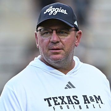 Texas A&M head coach Mike Elko and the Aggies enter Saturday's Week 9 matchup against the LSU Tigers undefeated.