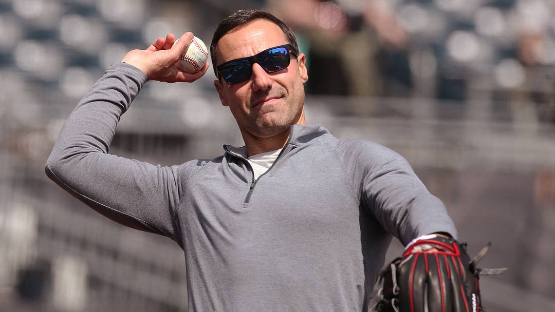 Apr 20, 2025; Pittsburgh, Pennsylvania, USA; Cleveland Guardians President of Baseball Operations Chris Antonetti tosses a baseball on the field before the game against the Pittsburgh Pirates at PNC Park. Mandatory Credit: Charles LeClaire-Imagn Images Apr 20, 2025; Pittsburgh, Pennsylvania, USA; Cleveland Guardians President of Baseball Operations Chris Antonetti tosses a baseball on the field before the game against the Pittsburgh Pirates at PNC Park. Mandatory Credit: Charles LeClaire-Imagn Images