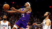 Bradley Beal drives for a layup in 2024 against his apparent future team, the Clippers.
