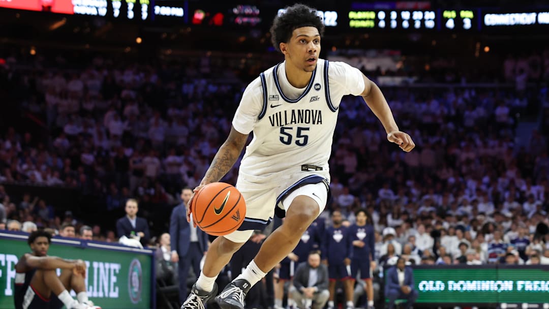 Feb 21, 2026; Philadelphia, Pennsylvania, USA; Villanova Wildcats guard Acaden Lewis.