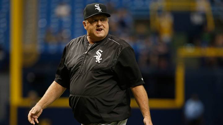 Jun 6, 2017; St. Petersburg, FL, USA; Chicago White Sox pitching coach Don Cooper (99) reacts against the Tampa Bay Rays at Tropicana Field. Mandatory Credit: Kim Klement-USA TODAY Sports