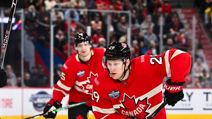 Nathan MacKinnon will be looking to lead Team Canada past Connor Hellebuyck and Team USA at the 4 Nations Face-Off