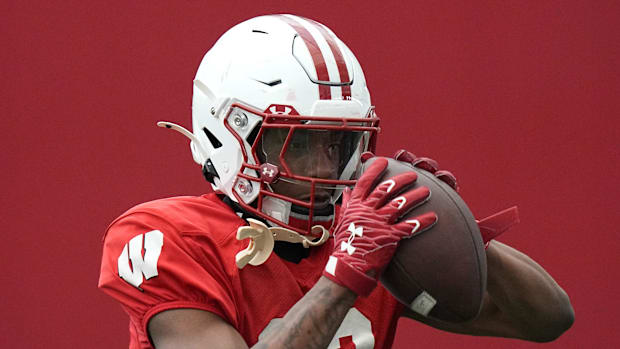 Wisconsin wide receiver Kyan Berry-Johnson (22) is shown during spring football practice